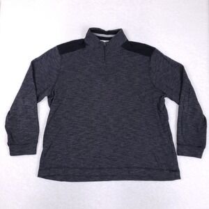 Method Pullover Sweater‎ Mens XXL Quarter Zip Waffle Knit Gray Black Casual